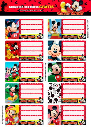 Etiquetas Escolares Mickey Mouse Para Imprimi